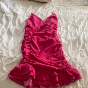 Hello Molly small hot pink ruched party dress
